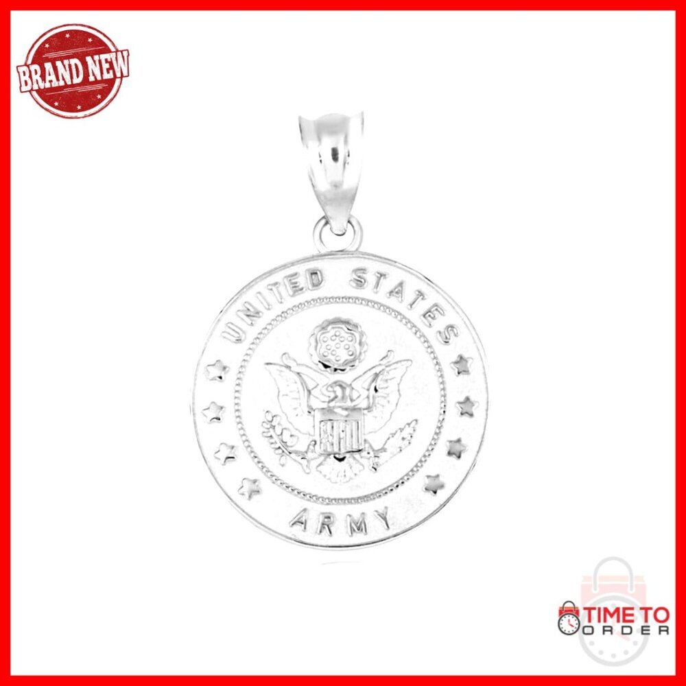 Sterling Silver Army Eagle Pendant Necklace Official Military Jewelry